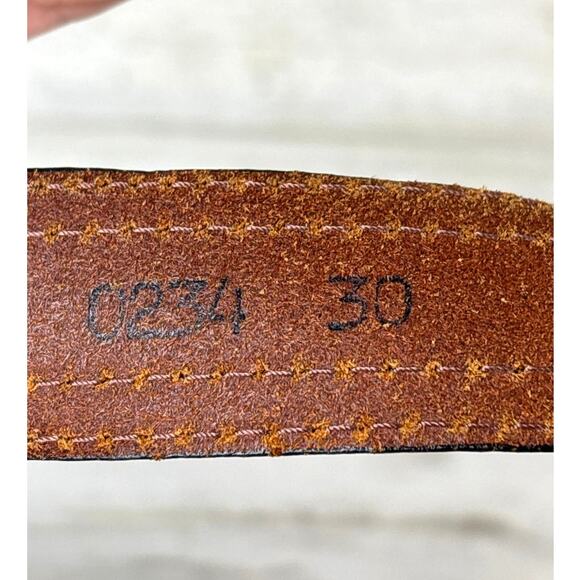 Vintage Handmade Unisex L Brown Leather Western Belt Brass Buckle 35 Inch main image 5